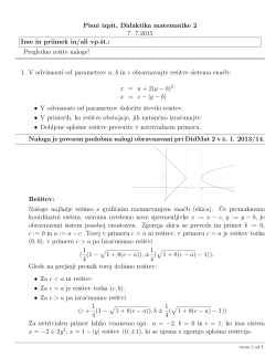 Pisni izpit, Didaktika matematike 2 7. 7.2015 Ime in priimek in/ali vp.št.