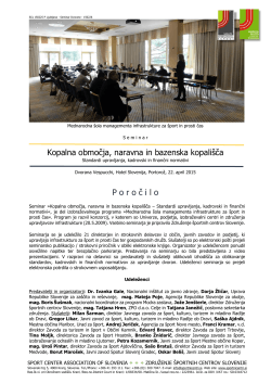Poročilo - združenje športnih centrov slovenije