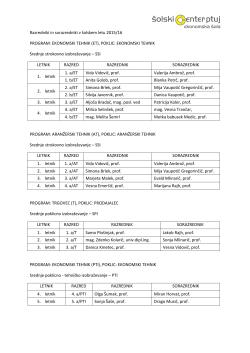 Razredniki in sorazredniki v šolskem letu 2015/16 PROGRAM