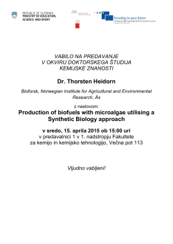 Dr. Thorsten Heidorn Production of biofuels with microalgae utilising