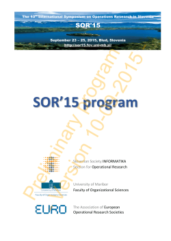 Preliminary program - Version 10-09-2015 -