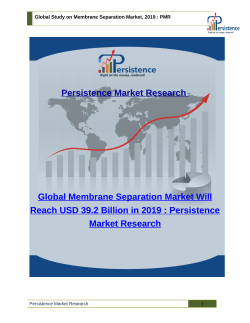 Global Study on Membrane Separation Market, 2019 - PMR