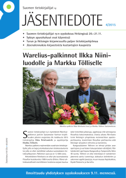 Jäsentiedote 4/2015 - Suomen tietokirjailijat ry
