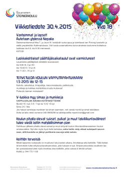 Viikkotiedote 30.04.2015 - Rovaniemen Steinerkoulu