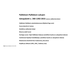 Pylkkösen-Pylkkäsen sukujen tietopaketti v. 340-1392
