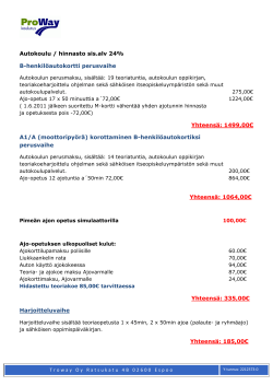 Hinnasto pdf - Autokoulu Espoo Proway