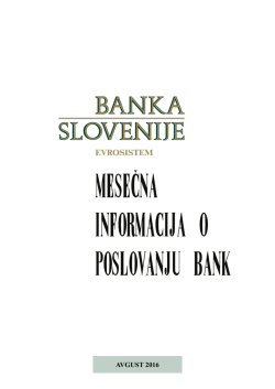 Mesečna informacija o poslovanju bank, avgust