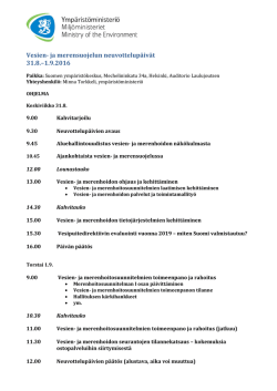 Vesien- ja merensuojelun neuvottelupäivät 31.8.–1.9.2016
