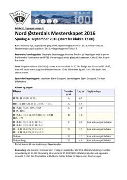 Nord Østerdals Mesterskapet 2016 Søndag 4. september 2016 (start