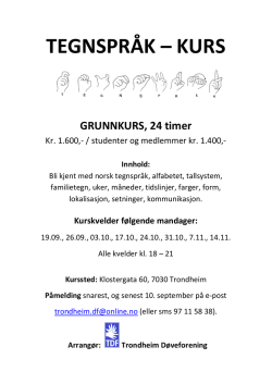 tegnspråk – kurs - Trondheim Døveforening
