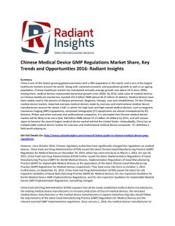 Chinese Medical Device GMP Regulations Market Share, Key Trends and Opportunities 2016: Radiant Insights