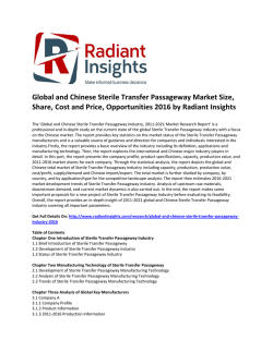 Global and Chinese Sterile Transfer Passageway Market Size, Cost and Price, Analysis Report 2016 by Radiant Insights