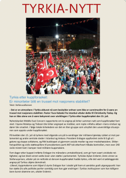 Nyhetsbrev fra vår Tyrkiske partnerkirke
