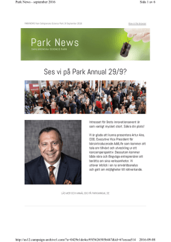 Park News - september - Sahlgrenska Science Park