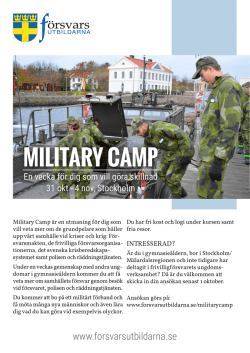 Inbjudan Military Camp Stockholm