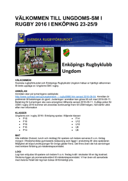 Informationsblad USM 2016 - Enköpings Rugbyklubb Ungdom