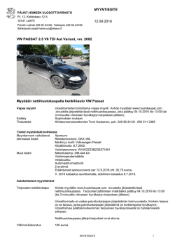 MYYNTIESITE 12.09.2016 VW PASSAT 2.5 V6 TDI Aut