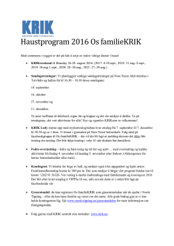 Haustprogram 2016 Os familieKRIK