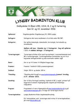 Invitation til åben U9 / U11 turnering November 2016