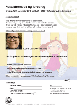 Forældremøde og foredrag - Kalundborg Asyl Børnehave
