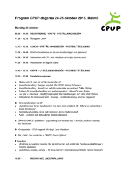 Program CPUP-dagarna 24-25 oktober 2016, Malmö