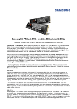 Samsung 960 PRO och EVO – kraftfulla SSD-enheter