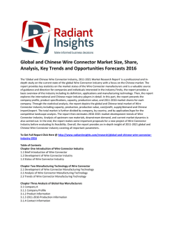 Wire Connector Market Share, Growth, Cost and Price, Analysis, Key Trends and Opportunities Forecasts 2016