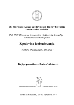 ZGODOVINA IZOBRAŽEVANJA-HISTORY OF EDUCATION