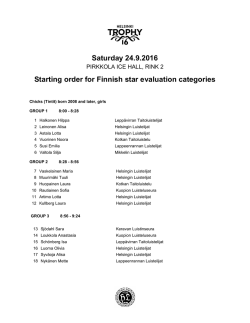 Saturday 24.9.2016 Starting order for Finnish star