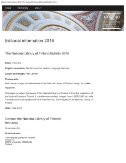 Editorial information 2016 | The National Library