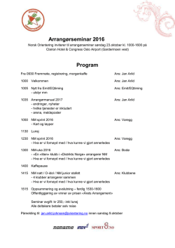 Arrangørseminar 2016 Program