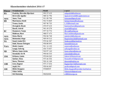 Klassekontakter skoleåret 2016-17 8A vara 8B 8C vara vara 9A