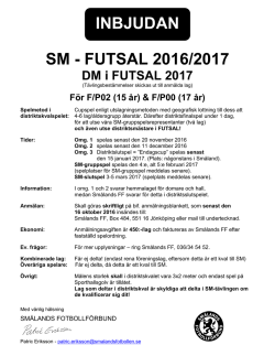 INBJUDAN SM - FUTSAL 2016/2017 DM i FUTSAL 2017