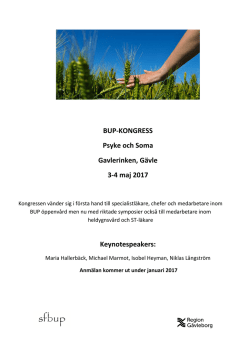BUP-kongressen, 3-4 maj 2017, Gävle