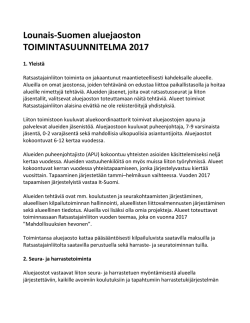 Lounais-Suomen aluejaoston TOIMINTASUUNNITELMA 2017