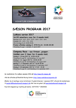 Programmet over løbsdage i 2017