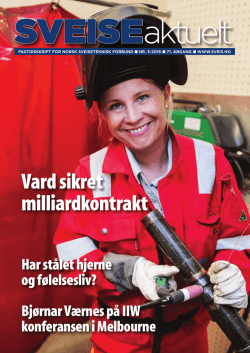 sveiseaktuelt 03-16 web - Norsk Sveiseteknisk Forbund