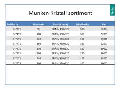 Artikkel nr. Gramvekt Format (mm) Eske/Pakke Pall