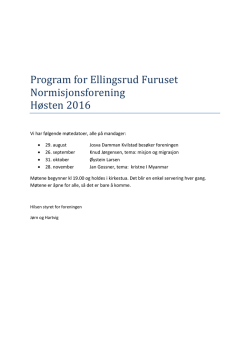 Program for Ellingsrud Furuset Normisjonsforening Høsten 2016
