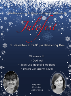 Julefest 2016 invitasjon - Norges Kristelige Legeforening