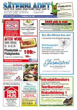 Säterbladet nr 18. 2016