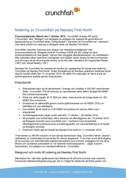 Notering av Crunchfish på Nasdaq First North