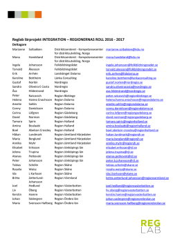 Reglab lärprojekt INTEGRATION – REGIONERNAS ROLL 2016