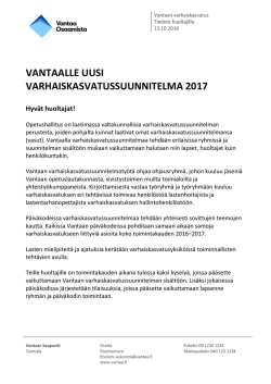 vantaalle uusi varhaiskasvatussuunnitelma 2017