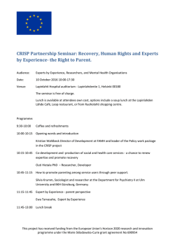 CRISP Partnership Seminar: Recovery, Human Rights and Experts