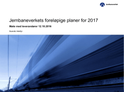 Jernbaneverkets foreløpige planer for 2017