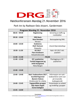 Høstkonferansen Mandag 21.November 2016 - DRG