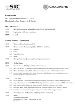 Programme SKC Symposium October 11-12, 2016