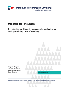 Mangfold for innovasjon - Trøndelag Forskning og Utvikling