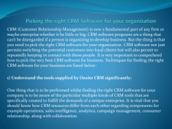 Picking the right CRM Software for your organization